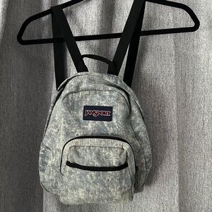 Jansport Blue Faded Denim-Look Mini Backpack with Black Straps